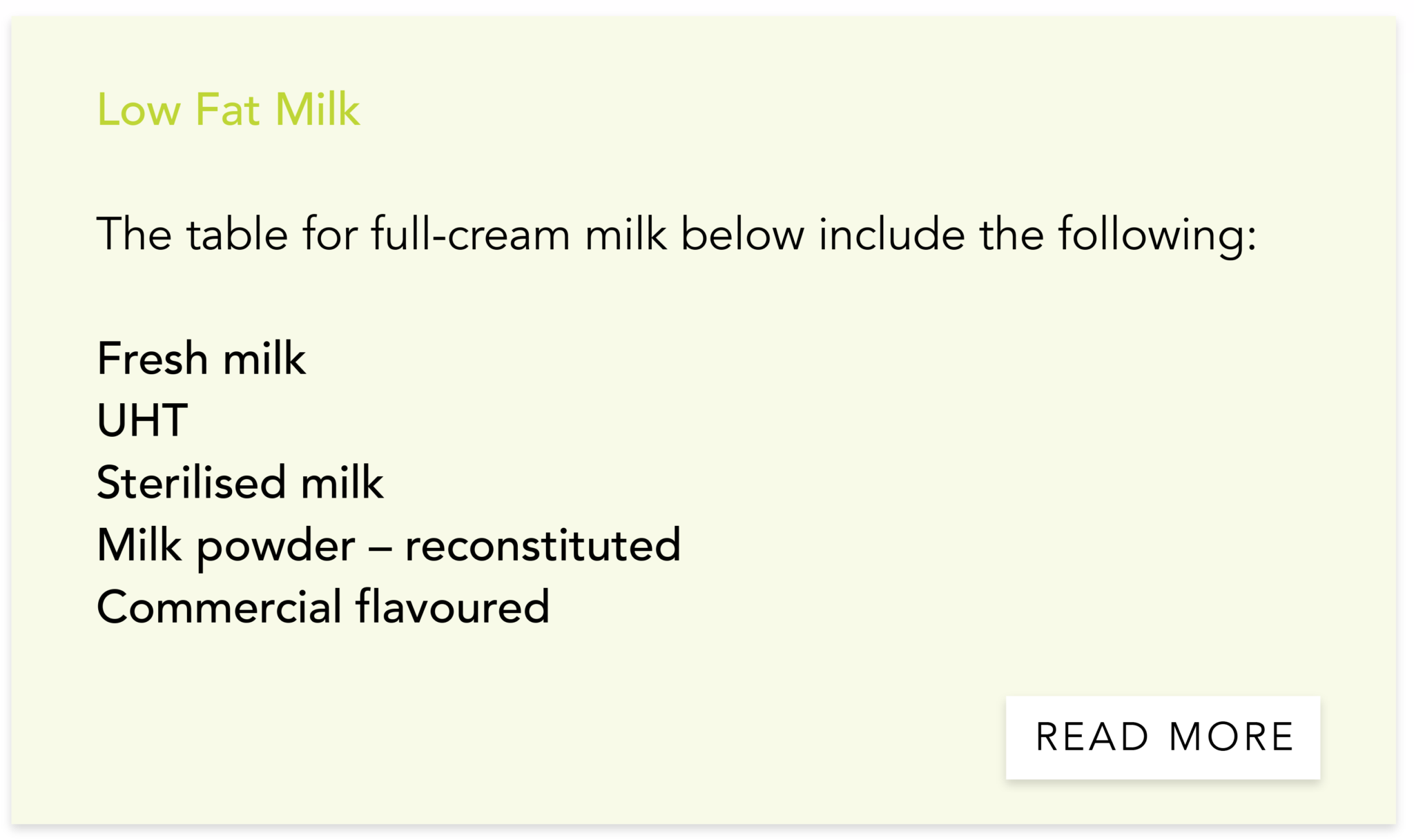 Dairy composition tables Rediscover Dairy